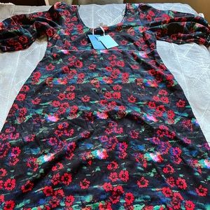 Rachel Corey floral maxi dress puffy sleeve